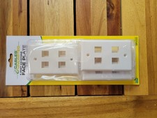 10 Pcs - 4 Port Wall Plate Keystone RJ45 Cat6 Cat5e Insert Jack White WallPlate picture