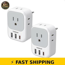 TESSAN 2 Pack European Travel Plug Adapter with 4 Outlets & 3 USB picture