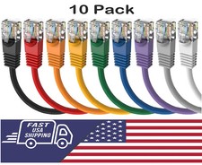 10 pack Cat6 10 FOOT Gigabit Ethernet Patch Cord 9 Color 24AWG Pure Copper Cable picture