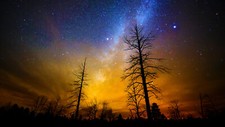 Landscape nature trees fall stars milky way night grand Custom Gaming Mat Desk picture