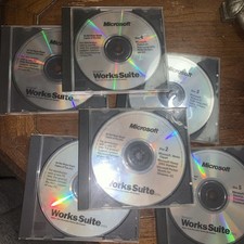 Complete Microsoft Works Suite 2001 Vintage PC Software Set - Discs 1-6 OEM CDs picture