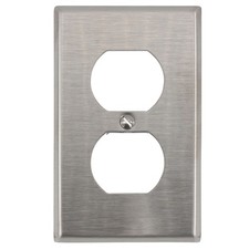 HUBBELL SS8L RECEPTACLE OUTLET WALLPLATE FACEPLATE, STAINLESS STEEL (10-PACK) picture