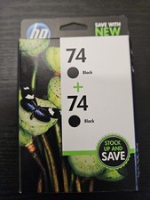 HP 74 Black Ink Cartridge Twin Pack CZ069FN - 2 x CB335WN OEM Sealed Foil Pack picture