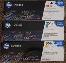 3PK Set of Genuine HP CC531A Cyan CC532A Yellow CC533A Magenta 304A BRAND NEW picture
