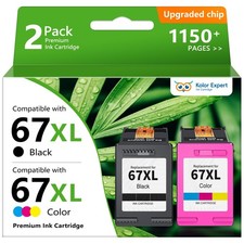 Kolor Expert 67XL Combo Pack for HP DeskJet 2755e 2827e 2742e (1 Black, 1 Color) picture