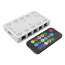 Vetroo 20-Port 5V 3PIN ARGB and 12V 4PIN PWM Fan Hub w/ Remote Control - White picture