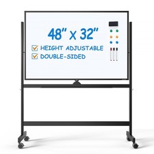 Whiteboard Magnetic Dry Erase 48 x 32 Inch Double Sided TSJ Rolling Portable picture