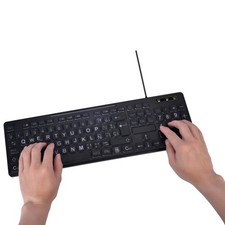 Spanish 105 Key Large Print Quiet USB Wired Full Size Backlight Backlit Keyboard picture