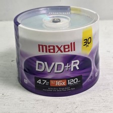 Maxell DVD+R 30 Pack 4.7 GB Up To 16x 120 Minutes DVD Plus R New Sealed picture