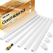 Delamu Cord Hider, Covers for Wires 85in L x 0.59in W x 0.4in H, White  picture