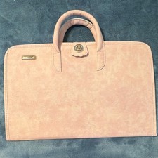 Pink Padded Faux Leather Zip Briefcase Carry Case w/ Handles for 15 in Laptop picture