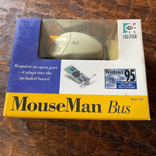 New Vintage LOGITECH MOUSEMAN BUS RETAIL MOUSE & ISA BUS CARD #1230 picture