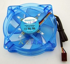 CPU Fan 3-Wire F128025DL For GIGABYTE 8CM Blue LED Ball Round Frame picture