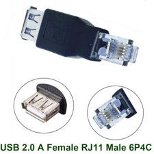 USB 2.0 A Female To RJ11 4Pin 6P4C Male Ethernet Network Phone Connector Adapter picture