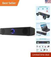 USB-A Powered Wired Stereo Computer Speakers with 3.5mm AUX - Compact & Stylish picture