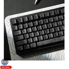 Black Topographic keycaps Double Shot PBT keycaps Shine Through Keyboard Keys... picture
