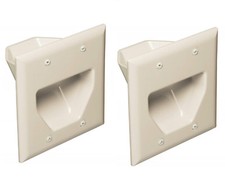 2 Pack 2-Gang Recessed Low Voltage Cable Plate - (Light Almond Color)  picture