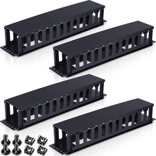 Taiyin 4 Pcs 2u 19 Inch Horizontal Cable Management Panel, 12 Slot Rack black  picture