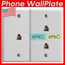 Modular Phone WallPlate FAX Telephone RJ11 RJ12 Wall Plate 6P4C 6P6C White picture