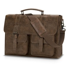 RAINSMORE Messenger Bag 15.6 Inch Vintage 16.1 x 5.1 x 11.8 inches, Darkbrown picture