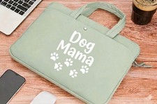 Green Neoprene Sleeve Case for 13in Laptop w/ Carry Handle, Dog Mama Print picture