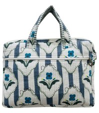 Indian Hand Block Floral Print 100% Cotton Quilted Laptop Sleeves with Zipper picture