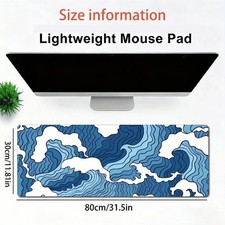 Ocean Ripple Desk Mat: Blue & White Wave Mouse Pad for Gaming Rooms Home Office picture
