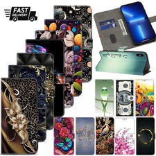 Flower Bird Robot Wallet Flip Cover Case For 11 13 12 7 8 Plus Google Pixel 3A picture