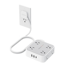 Tessan Surge Protector Power Strip 5 Ft Flat Plug Extension Cord 3 Usb 1 Usb C picture