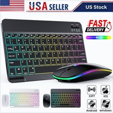 RGB Wireless Keyboard & Mouse Combo-Ergo Multi-Device Set For iPad PC Laptop picture