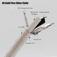HIFI 4N OFC Pure Silver Bulk Cable 8mm RCA/XLR Audio Signal Wire Balanced Line picture