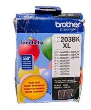 Brother LC203BK XL Genuine Black Ink Cartridge 2 Pack OEM Printer Ink - 08/23 picture