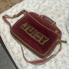 Juicy couture bag dark pink velour gold leather computer laptop purse picture