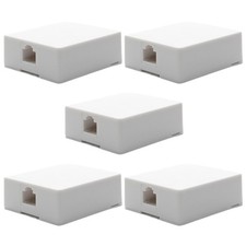 5x 1-Port RJ45 8P8C Network Ethernet Keystone Jack Wall Surface Mount Box White picture