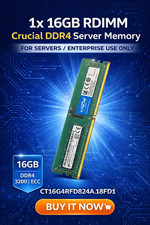MICRON CRUCIAL 16GB 2Rx8 PC4-2400T PC4-19200R REG ECC 1.2V CT16G4RFD824A.18FD1 picture