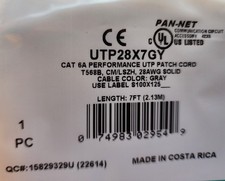**Reduced** Lot of 25Panduit UTP28X7GY Cat6a 28awg Patch Cable, 7 Ft Gray ~STSI picture