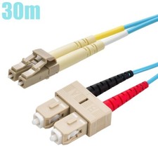 30M LC-SC UL MultiMode Duplex 50/125 OM4 Fiber Optic Patch Cable Cord OFNR Aqua picture