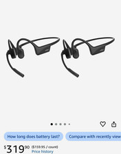 Shokz OpenComm2 Bone Conduction Wireless Bluetooth Headset Boom Mic Black picture
