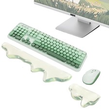 Gel Mountain Keyboard and Mouse Wrist Rest Set Clear Green Silicone Pad picture