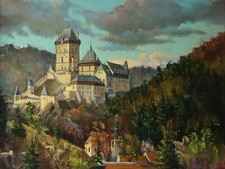 Landscape nature architecture castle trees forest clouds Custom Gaming Mat Desk picture