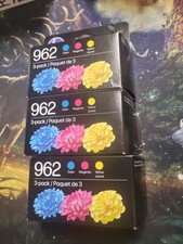 3x HP 962 Cyan, Magenta, Yellow Ink Cartridges, Pack Of 3, 3YP00AN EXP DATE 2028 picture