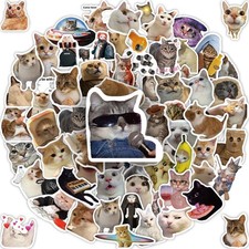 HopPixelle 100 Pcs Cat Stickers, Funny Meme Cute Colorful  picture