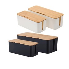 Desk Cable Management Box Cord Organizer Wire Hider Power Strip Holder Black picture