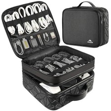 MATEIN Cable Organizer Bag Waterproof Double Layer Travel Electronics Case Black picture