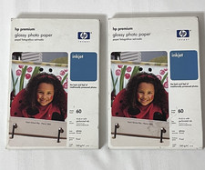 HP~Premium Glossy PHoto paper lot of 2 ea. 60 sheets-total 120 #Q1989A 4 X 6  picture