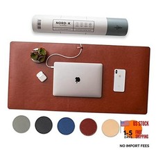 Nordik Leather Desk Mat Cable Organizer (35 X 17 inch) Premium Saddle Brown picture