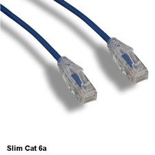 KNTK Blue 2ft Slim Cat6a UTP Patch Cable 28AWG Ethernet RJ45 Network Snagless picture