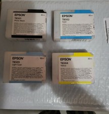 EPSON T8501 Empty Cartridge Used VIRGIN (Yellow Cyan Black Light Cyan) REFILL picture