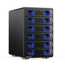 CENMATE Aluminum 6 Bay 10Gbps Hard Drive Enclosure with Cooling 6 bay, Black picture