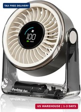Desk Fan USB Rechargeable, Portable Small Desktop Fan with 6 Speeds Digital Disp picture